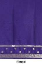 Blue striped bird zari butta dola silk saree with contrast zari border and blouse