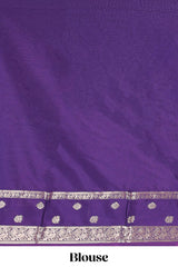 Turquoise blue striped bird zari butta dola silk saree with contrast zari border and blouse