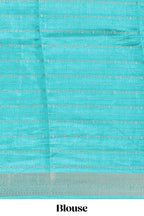 Yellow zari striped dola silk saree with contrast zari border and floral printed pallu