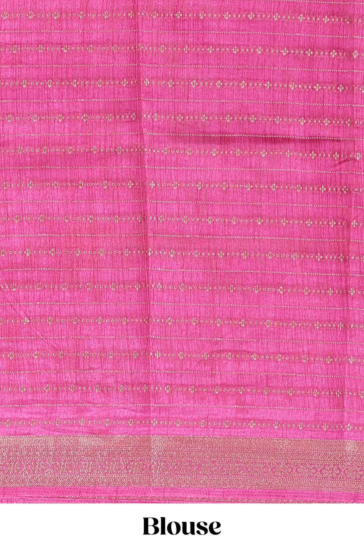 Peach zari striped dola silk saree with contrast zari border and floral printed pallu
