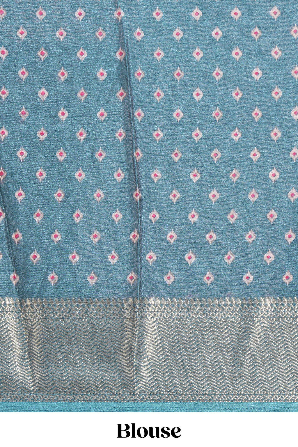 Peacock green zari butta dola silk saree with self zari border and matching zari motifs blouse