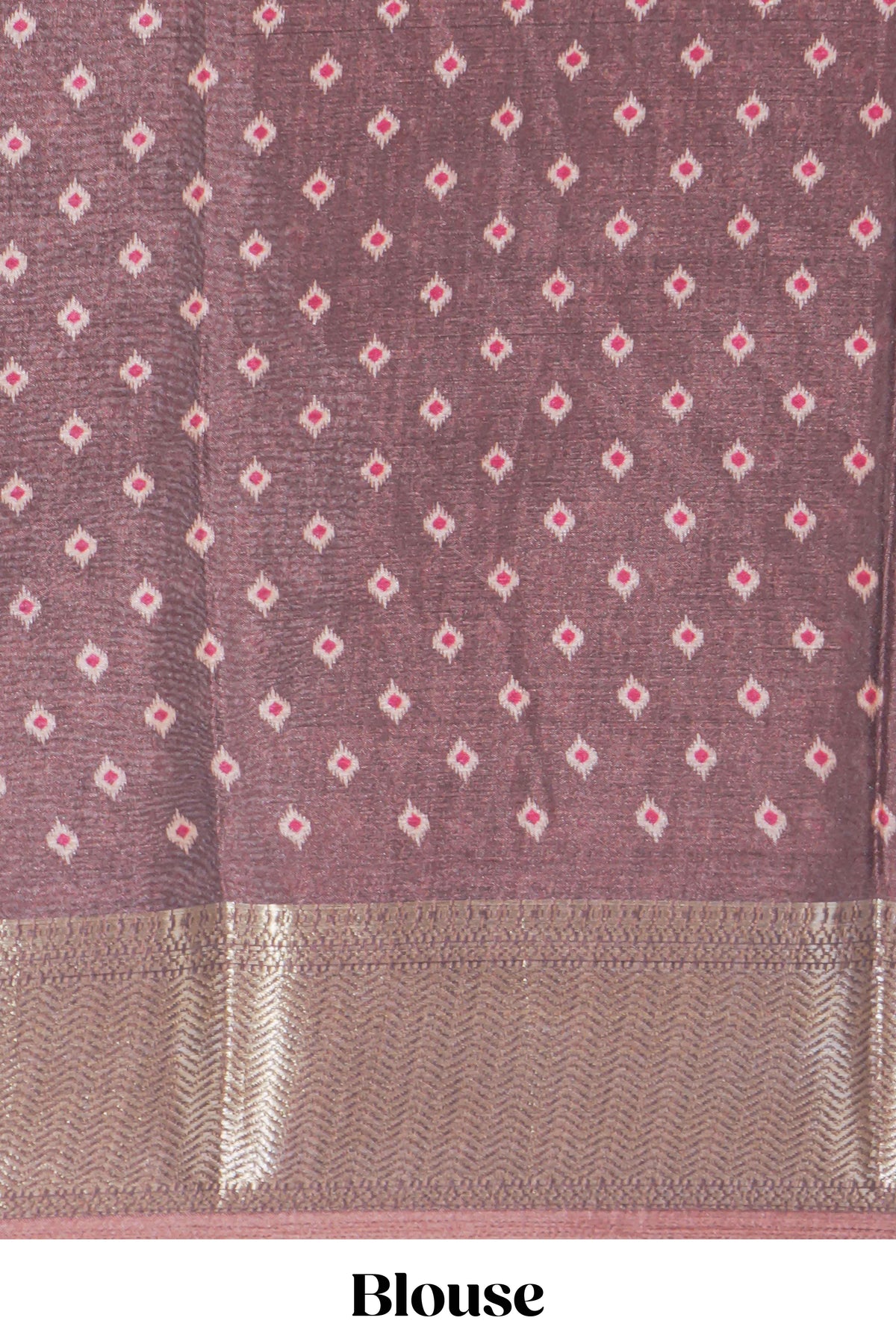 Brown dola silk saree with all over butta self zari border and matching zari motifs blouse