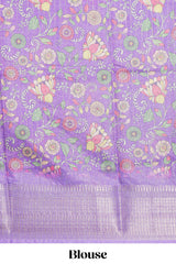 Green striped zari design dola silk saree with contrast zari border and floral design blouse