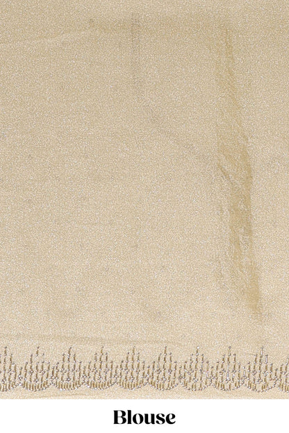 Sandal floral design stone work designer saree with self scallop border and matching blouse