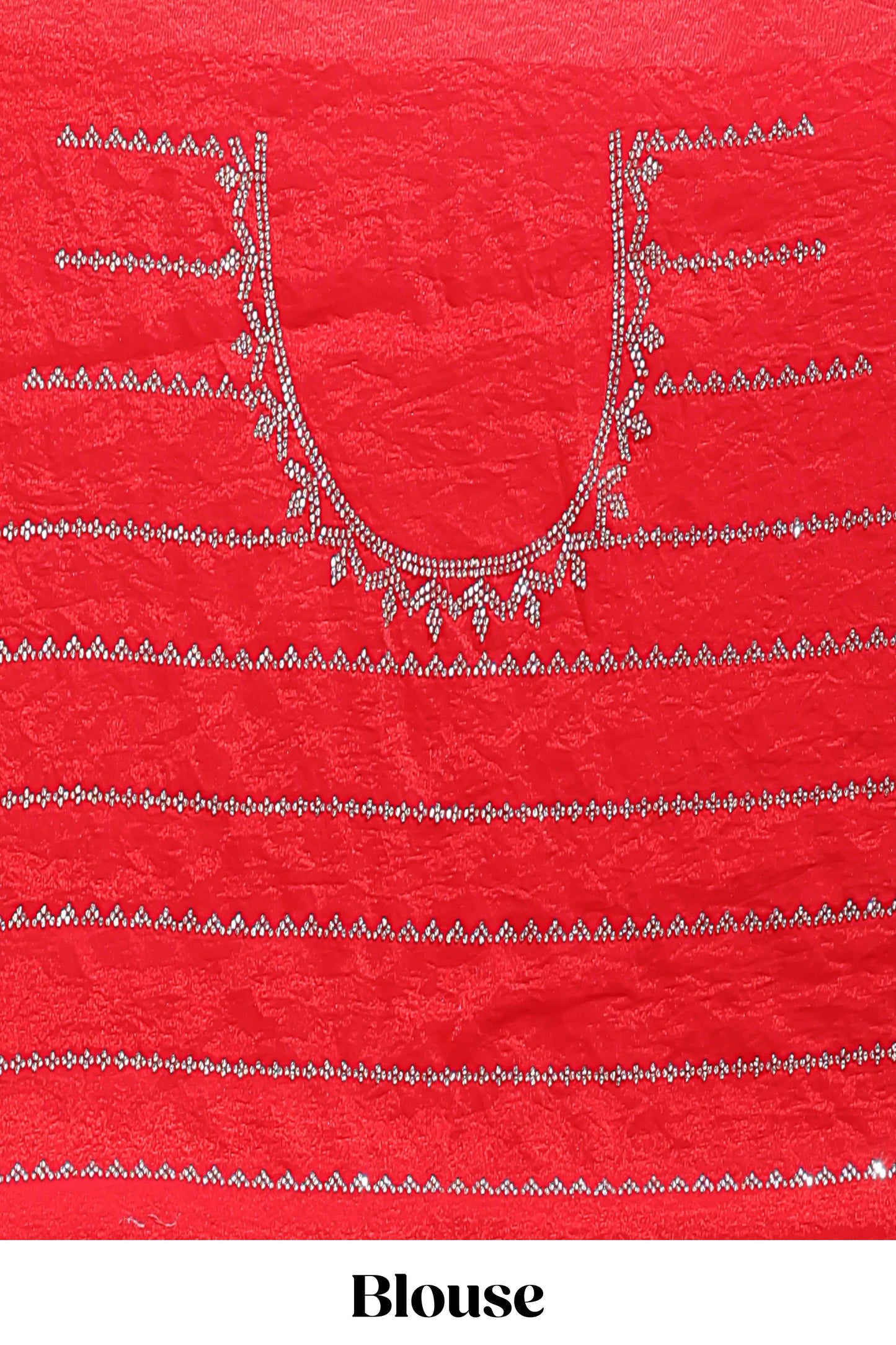 Pink geometric stone work designer saree with self scallop border and matching blouse