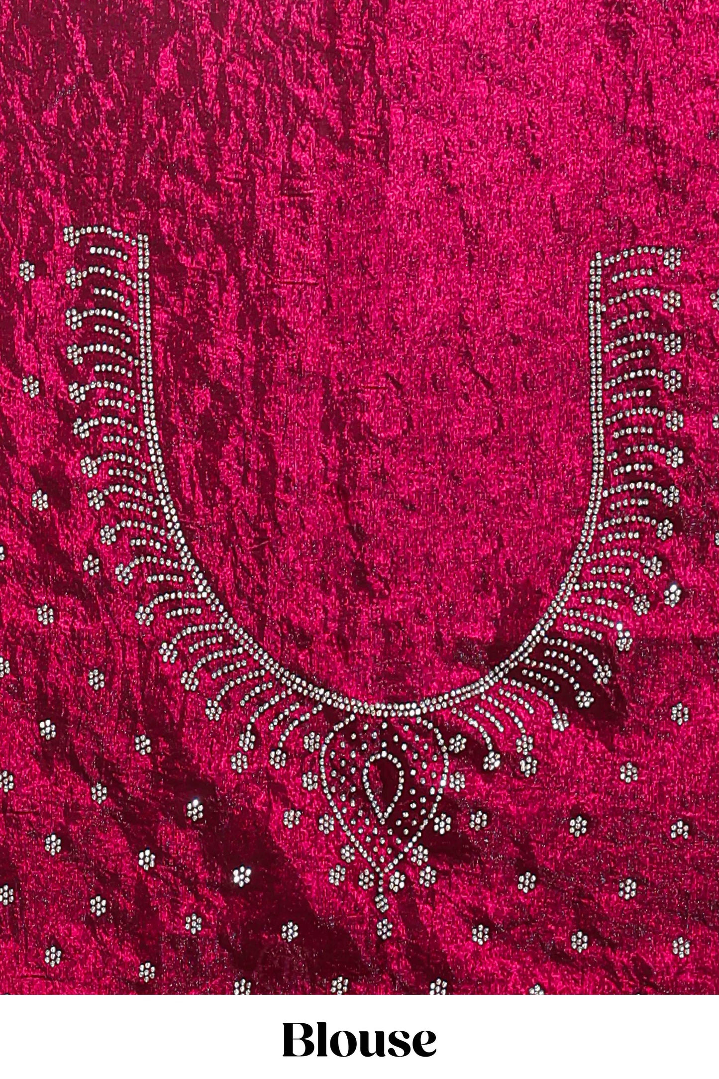 Maroon floral vine stone work designer saree with self scallop border and matching blouse