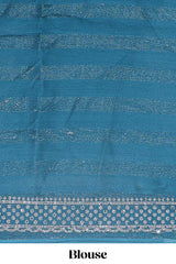 Forest green wave design stone work designer saree with self scallop border and matching blouse