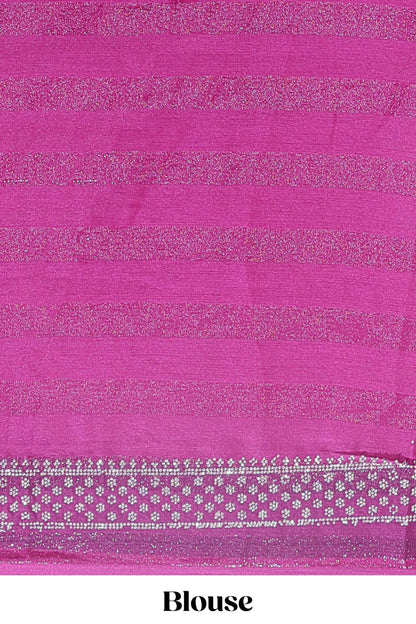 Magenta wave design stone work designer saree with self scallop border and matching blouse