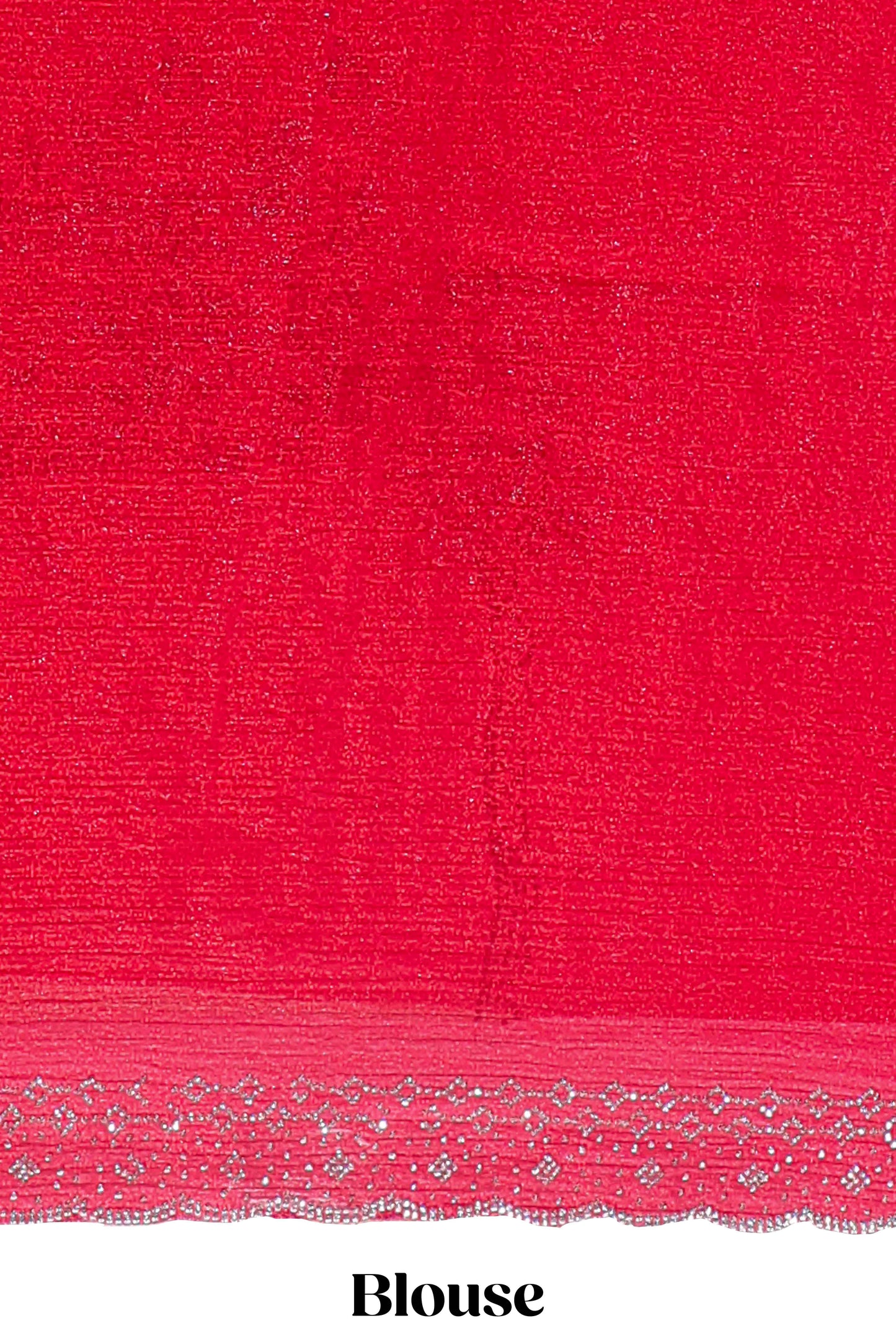 Red floral motifs design stone work designer saree with self scallop border and matching blouse