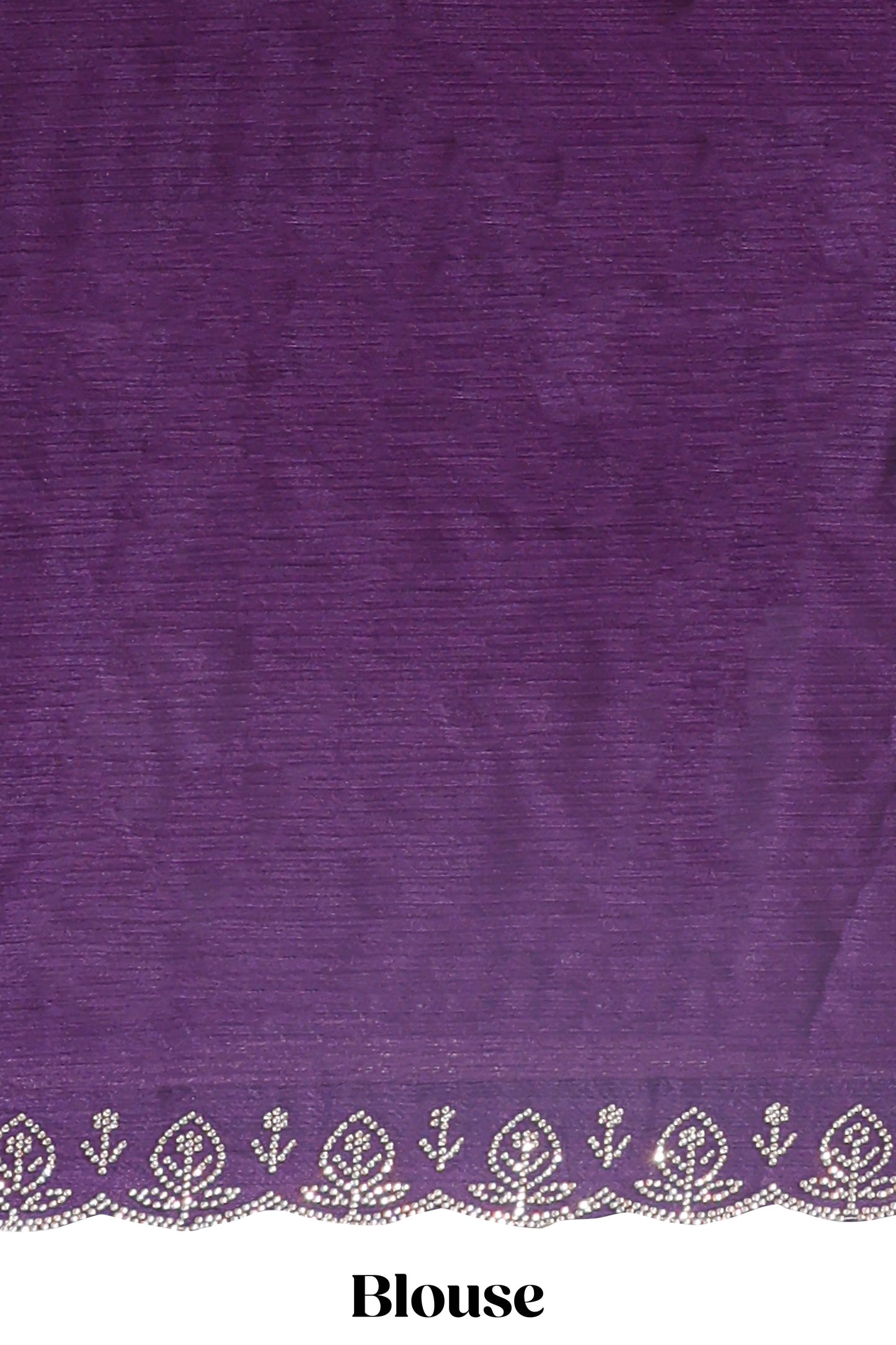 Plum lavender floral motifs design stone work designer saree with self floral scallop border and matching blouse