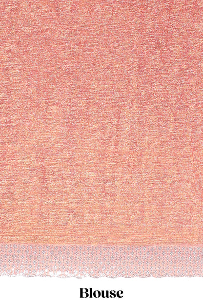 Orange floral butta design stone work designer saree with self scallop border and matching blouse