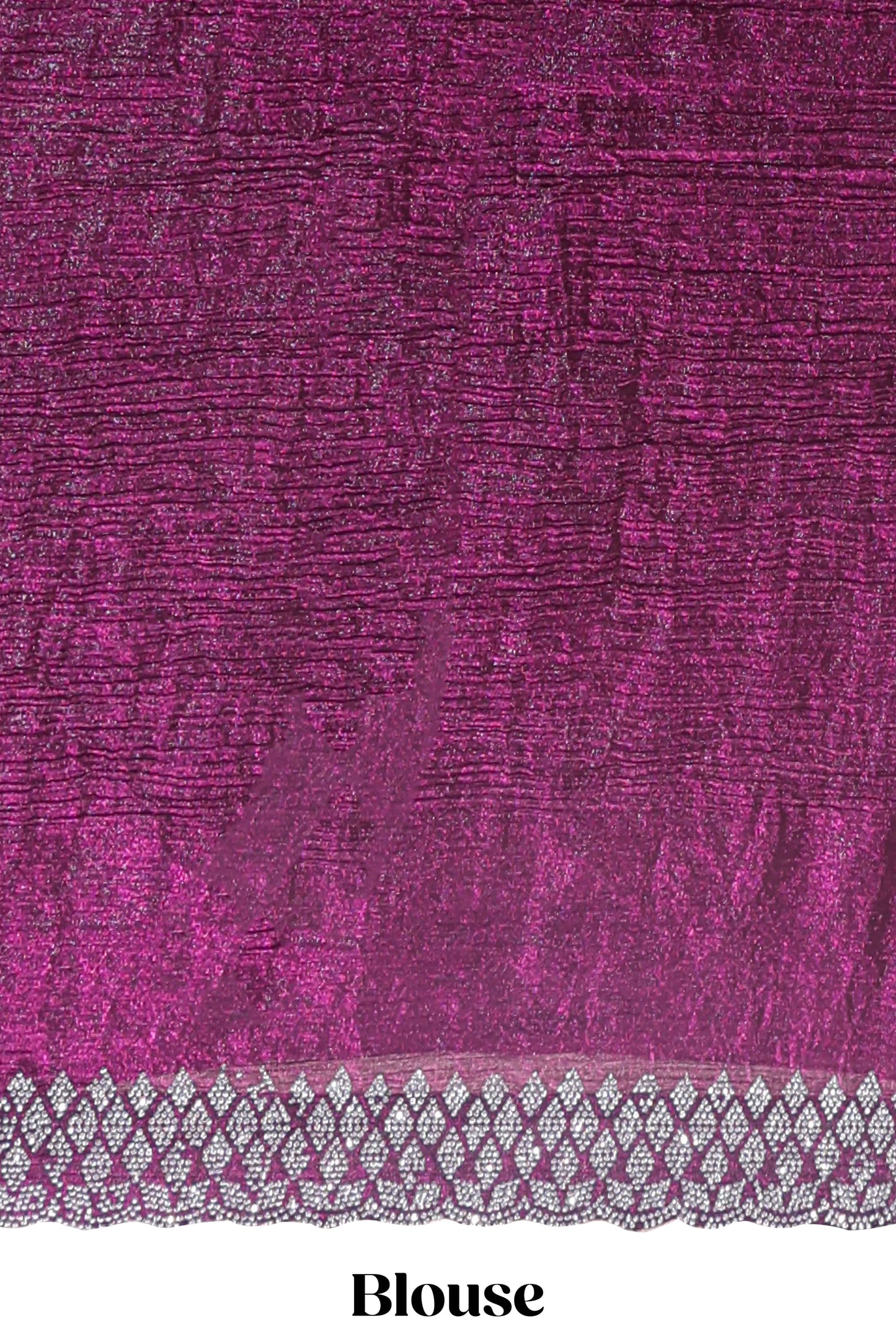 Imperial purple geometric design stone work designer saree with self scallop border and matching blouse