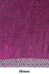 Imperial purple geometric design stone work designer saree with self scallop border and matching blouse