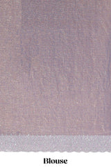 Grey geometric design stone work designer saree with self scallop border and matching blouse