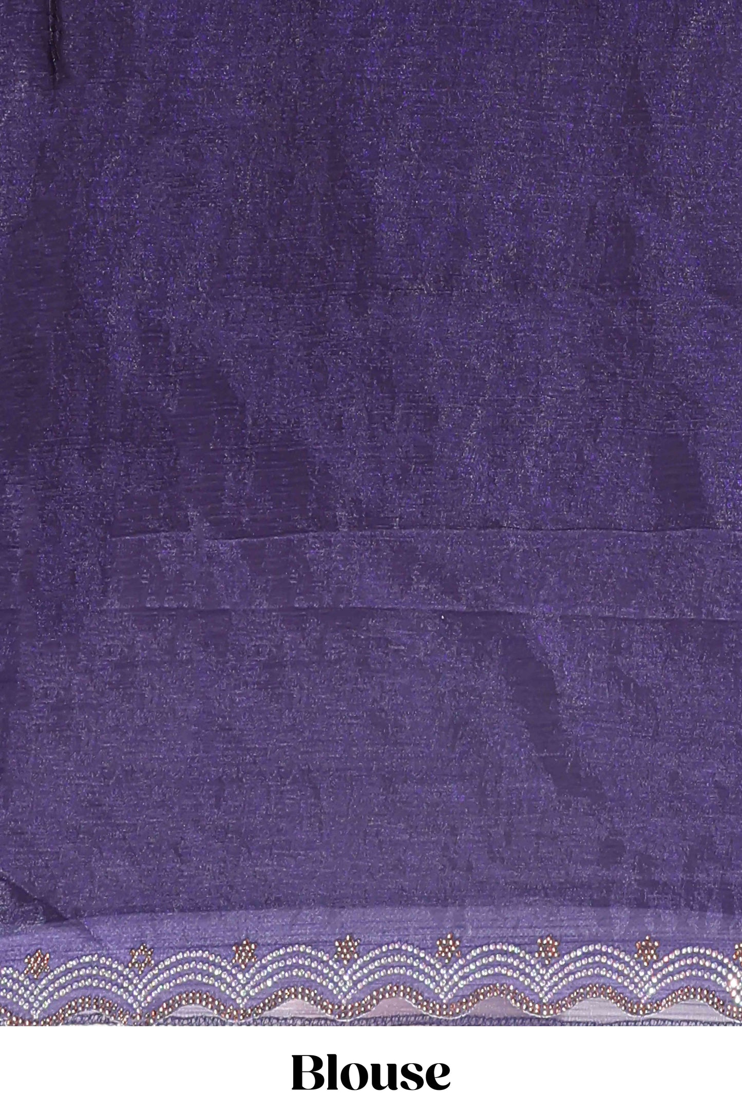 Violet stone work floral motifs designer saree with self design scallop border and matching blouse
