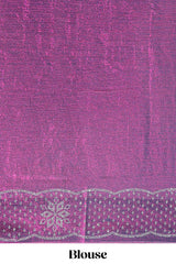 Purple dotted stone work designer saree with self floral design scallop border and matching blouse