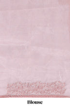 Peach floral design embroidery work designer saree with self border and matching blouse