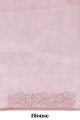 Peach floral design embroidery work designer saree with self border and matching blouse