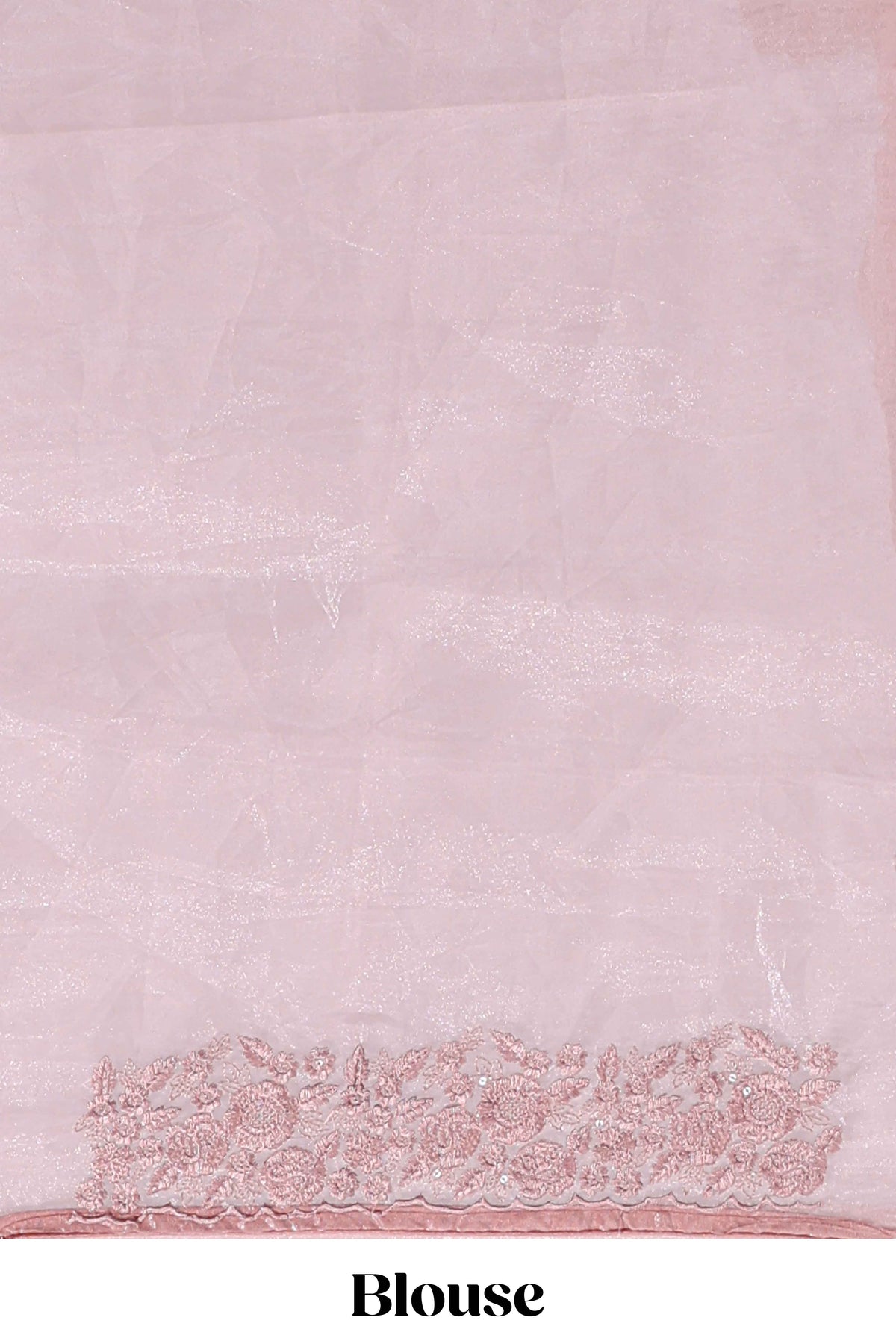 Peach floral design embroidery work designer saree with self border and matching blouse