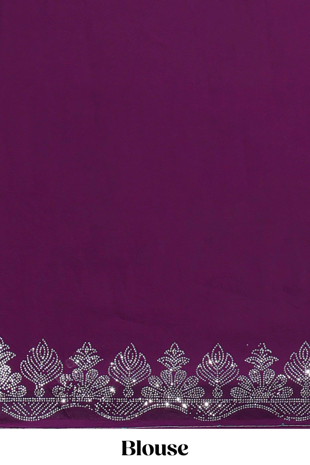 Purple saree with silver sequin wave pattern  embellished scallop border and matching designer pallu along with work blouse