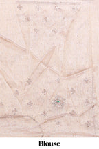 Beige floral designed tissue silk designer saree with self scallop border and matching blouse