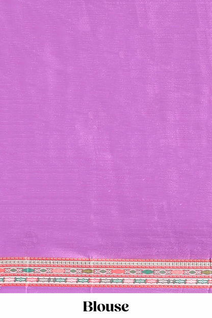 Dark lavender geometric pattern & floral design masakali saree with self border and matching blouse