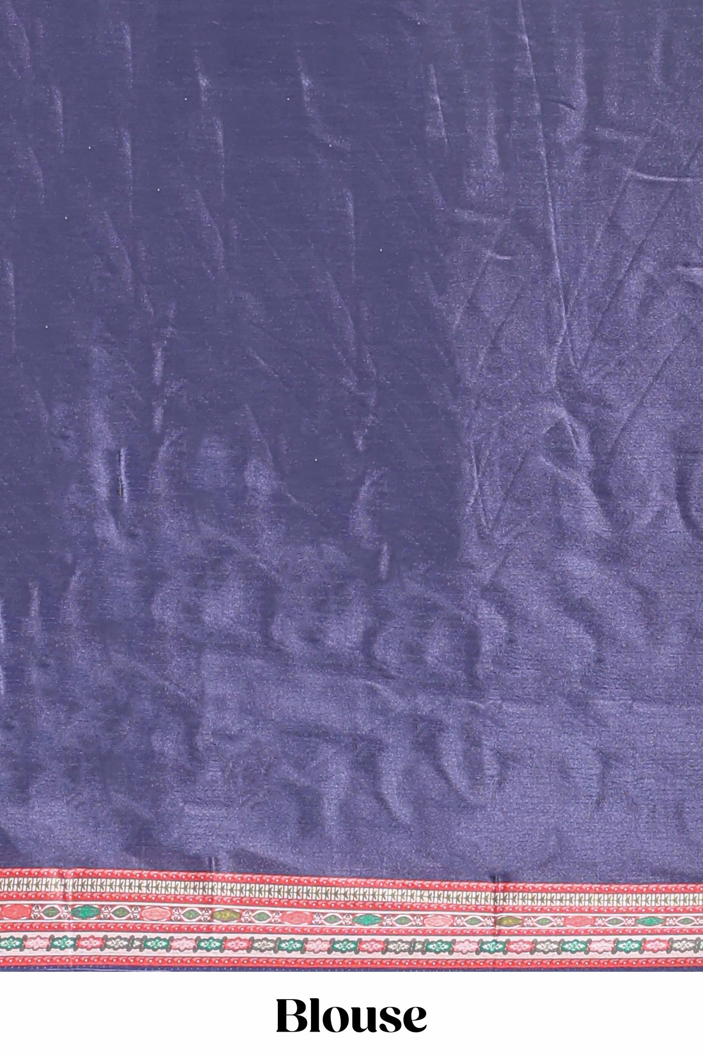 Navy blue geometric pattern & floral design masakali saree with self border and matching blouse