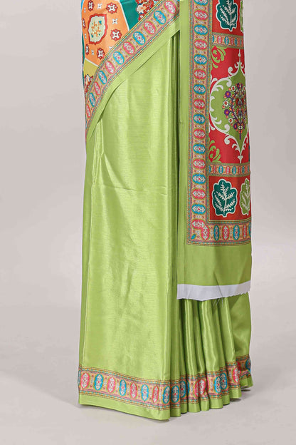 Green hexa floral desgin masakali saree with self border and matching blouse