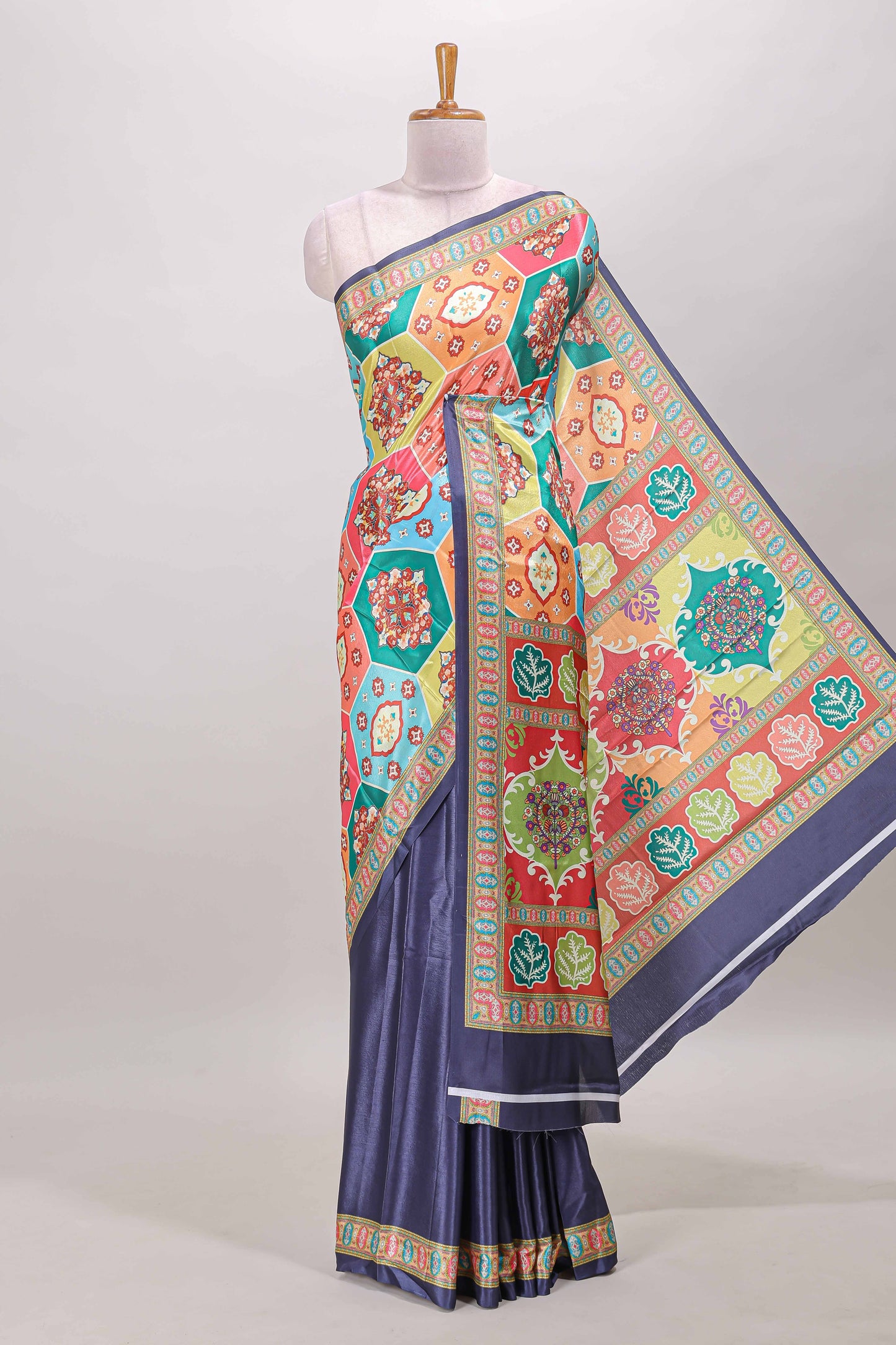 Royal purple hexa floral desgin masakali saree with self border and matching blouse