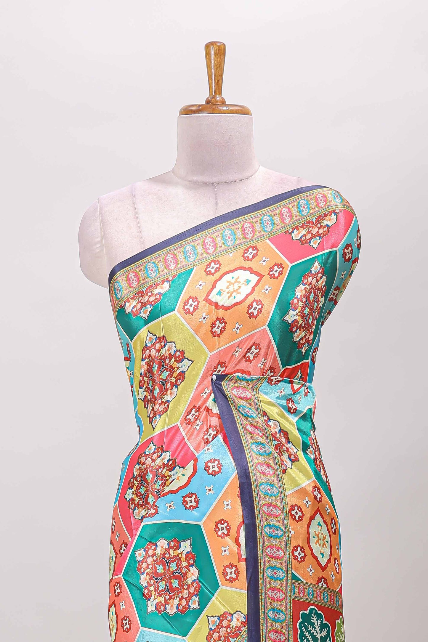 Royal purple hexa floral desgin masakali saree with self border and matching blouse