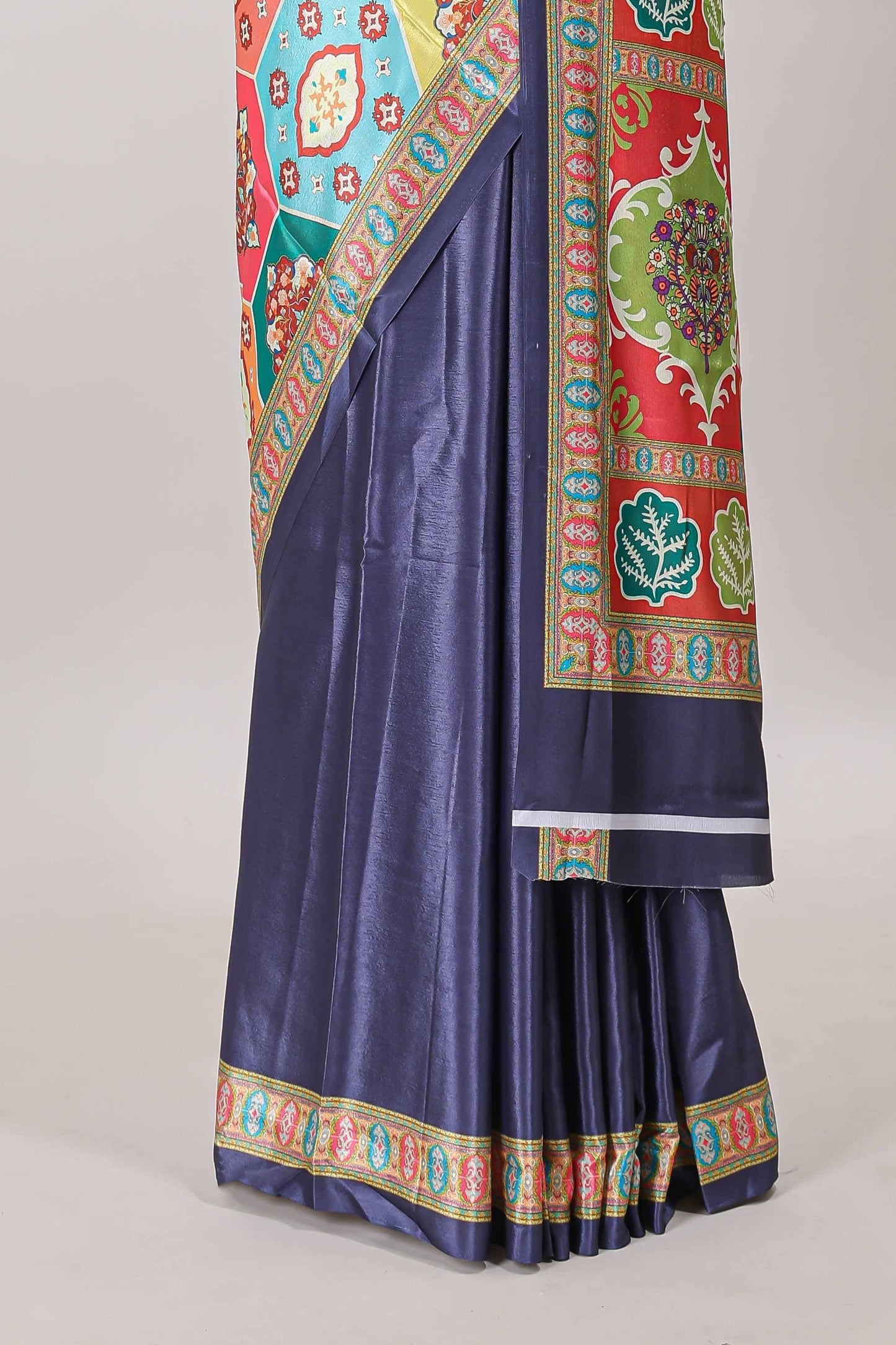 Royal purple hexa floral desgin masakali saree with self border and matching blouse