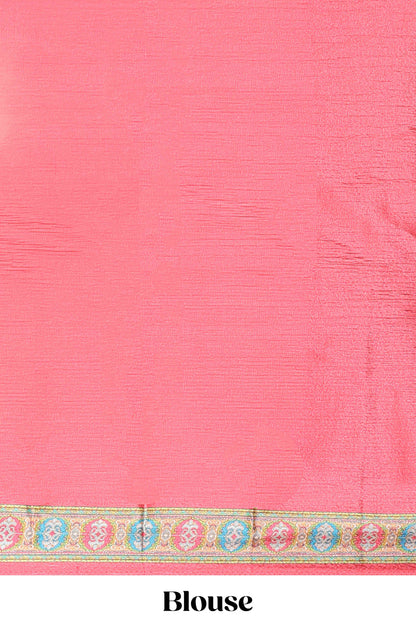 Pink hexa floral desgin masakali saree with self border and matching blouse