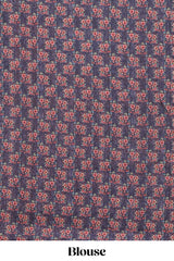 Borderless Grey digital floral design georgette saree with matching printed blouse