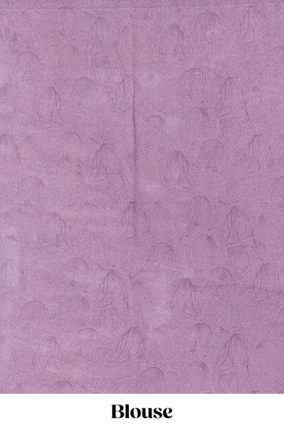 Electric lavender floral design georgette saree with self border and matching blouse