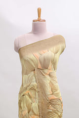 Soft yellow floral design georgette saree with self border and matching blouse