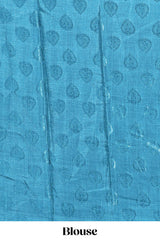 Blue floral design georgette saree with contrast border and matching blouse