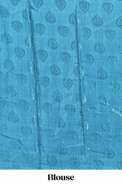 Blue floral design georgette saree with contrast border and matching blouse