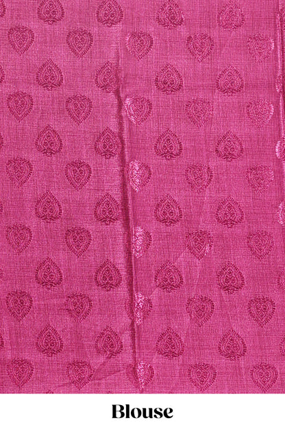 Magenta floral design georgette saree with contrast border and matching blouse