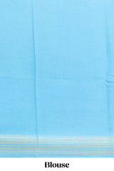 Blue floral design georgette saree with self border and matching blouse