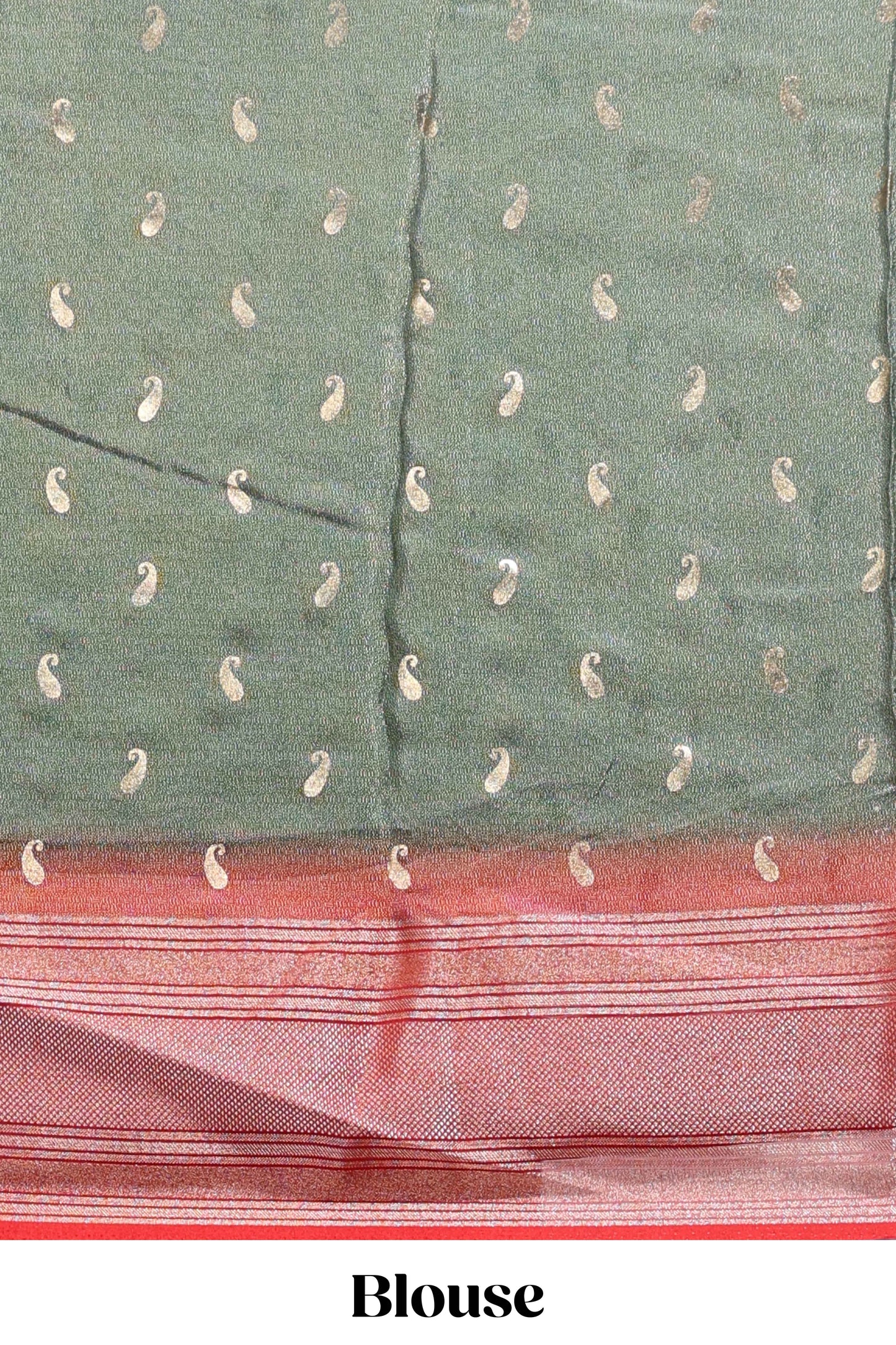Green floral design georgette saree with contrast border and motifs blouse