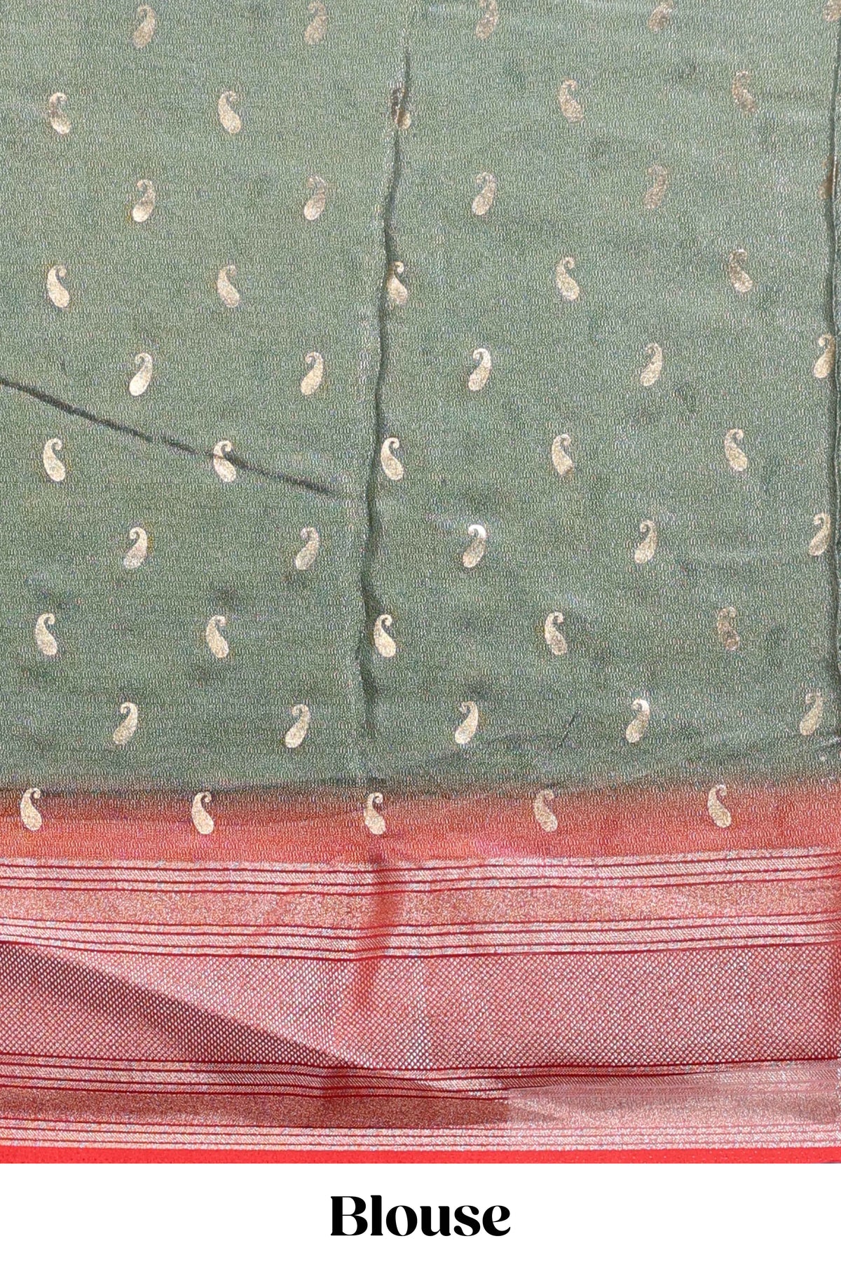 Green floral design georgette saree with contrast border and motifs blouse