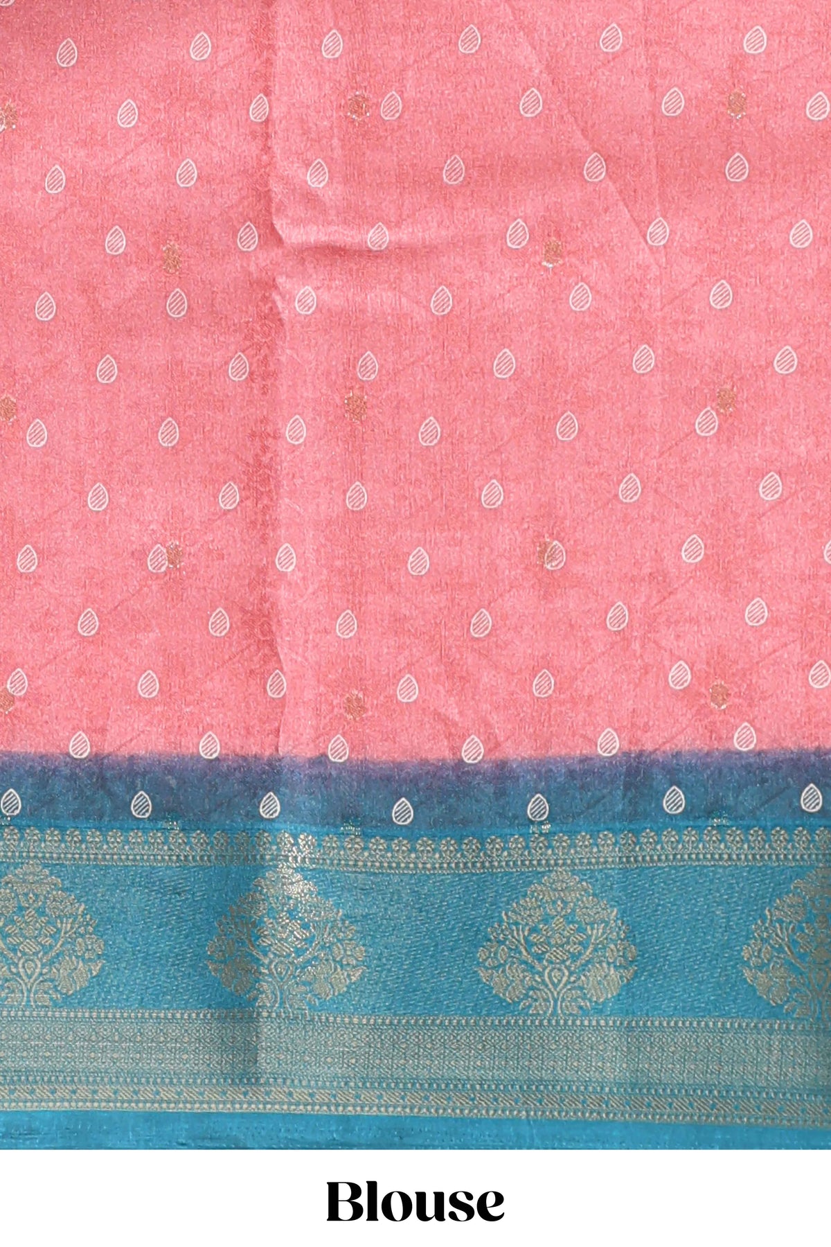 Pink floral design georgette saree with contrast border and motifs blouse