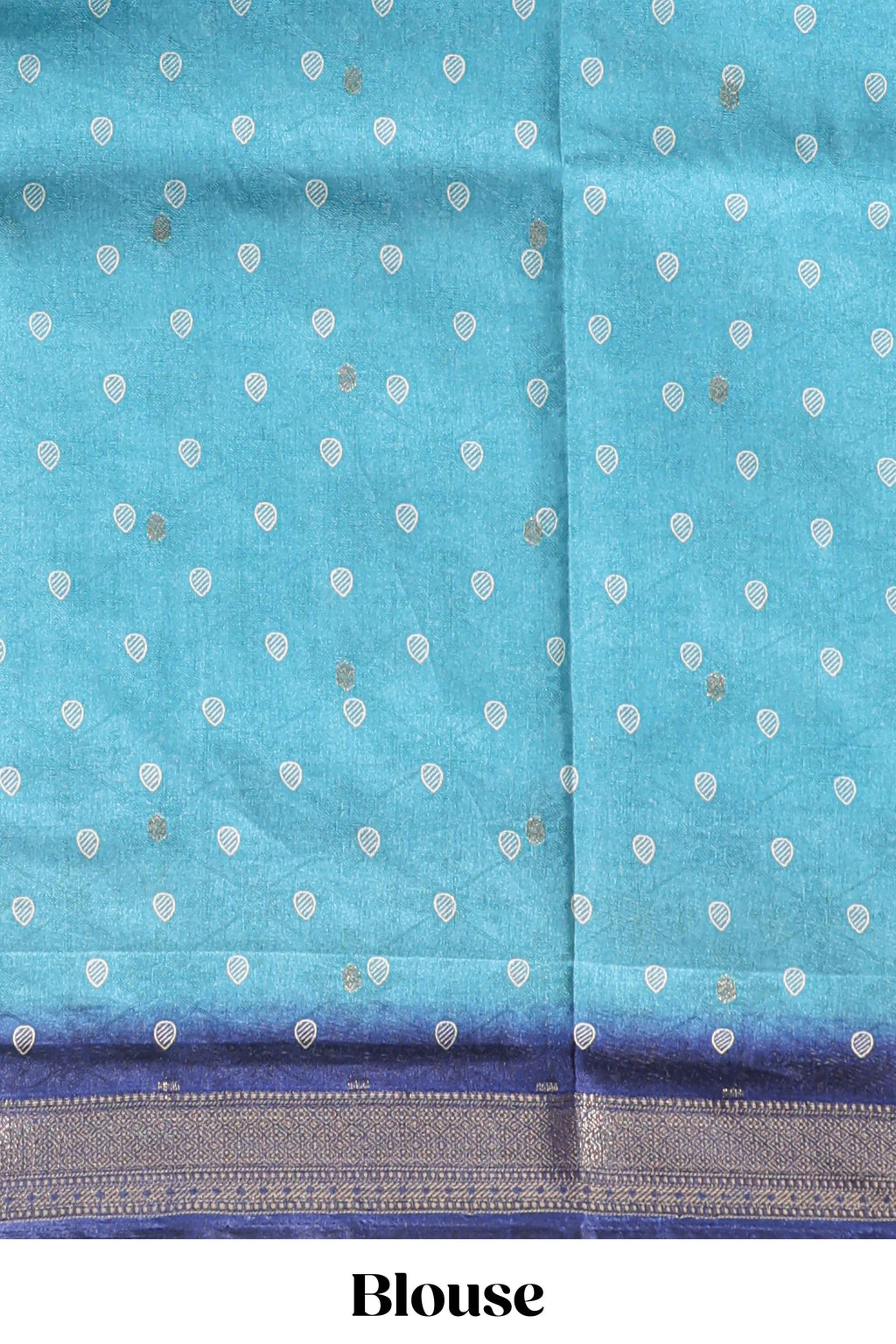 Blue floral design georgette saree with contrast border and motifs blouse