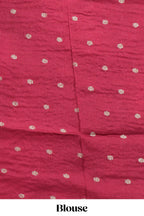 Rani pink double shaded zari checks georgette saree with small zari border and self pallu along with matching zari buttas blouse piece