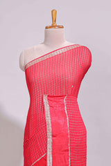 Red zari checks georgette saree with small zari border with self pallu and matching blouse