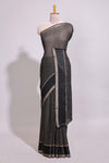 Black zari checks georgette saree with small zari border with self pallu and matching blouse