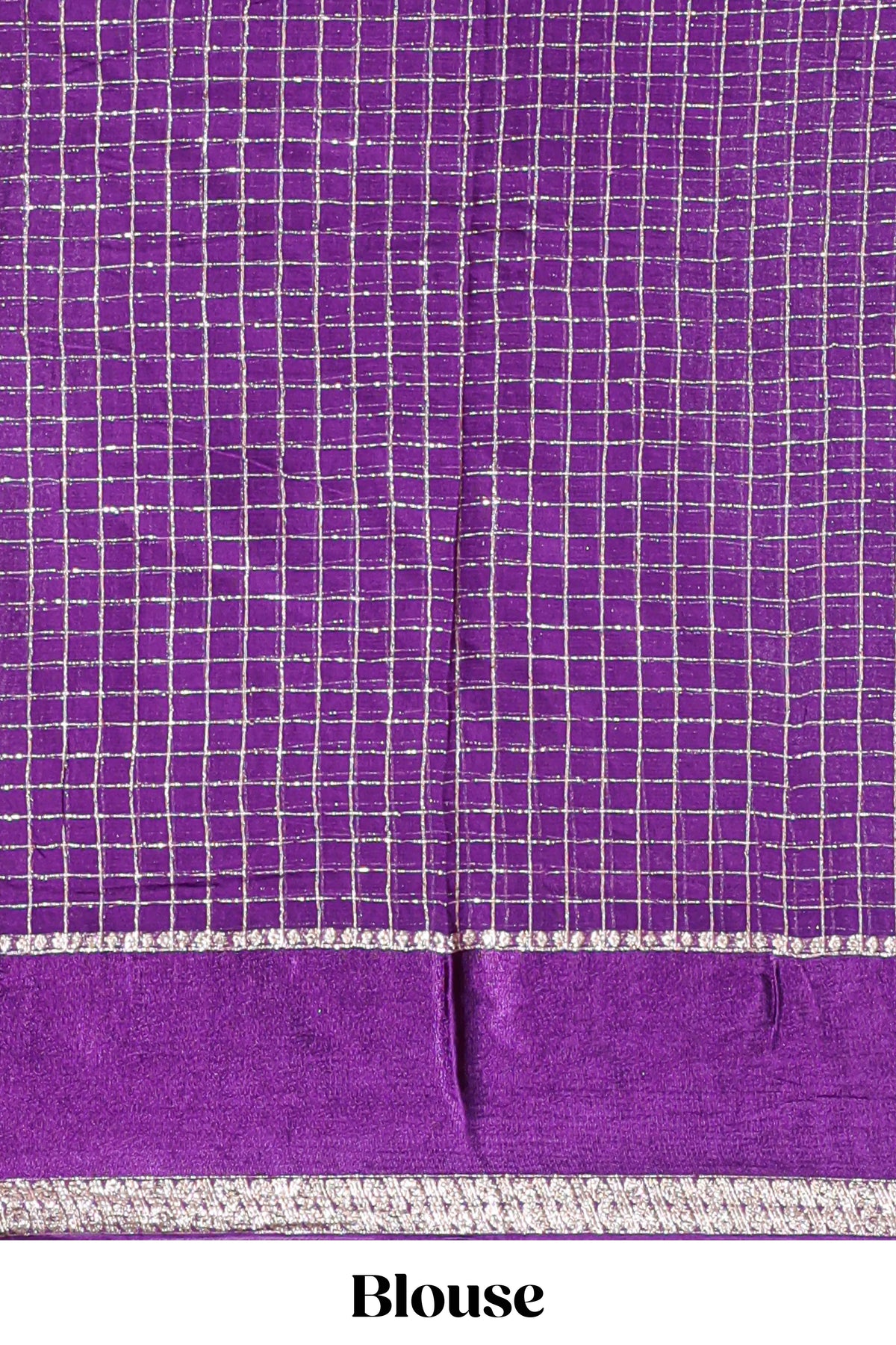 Violet zari checks georgette saree with small zari border with self pallu and matching blouse