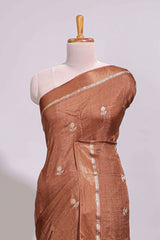Brown Dola silk saree all over zari buttas small zari border with self pallu and matching blouse