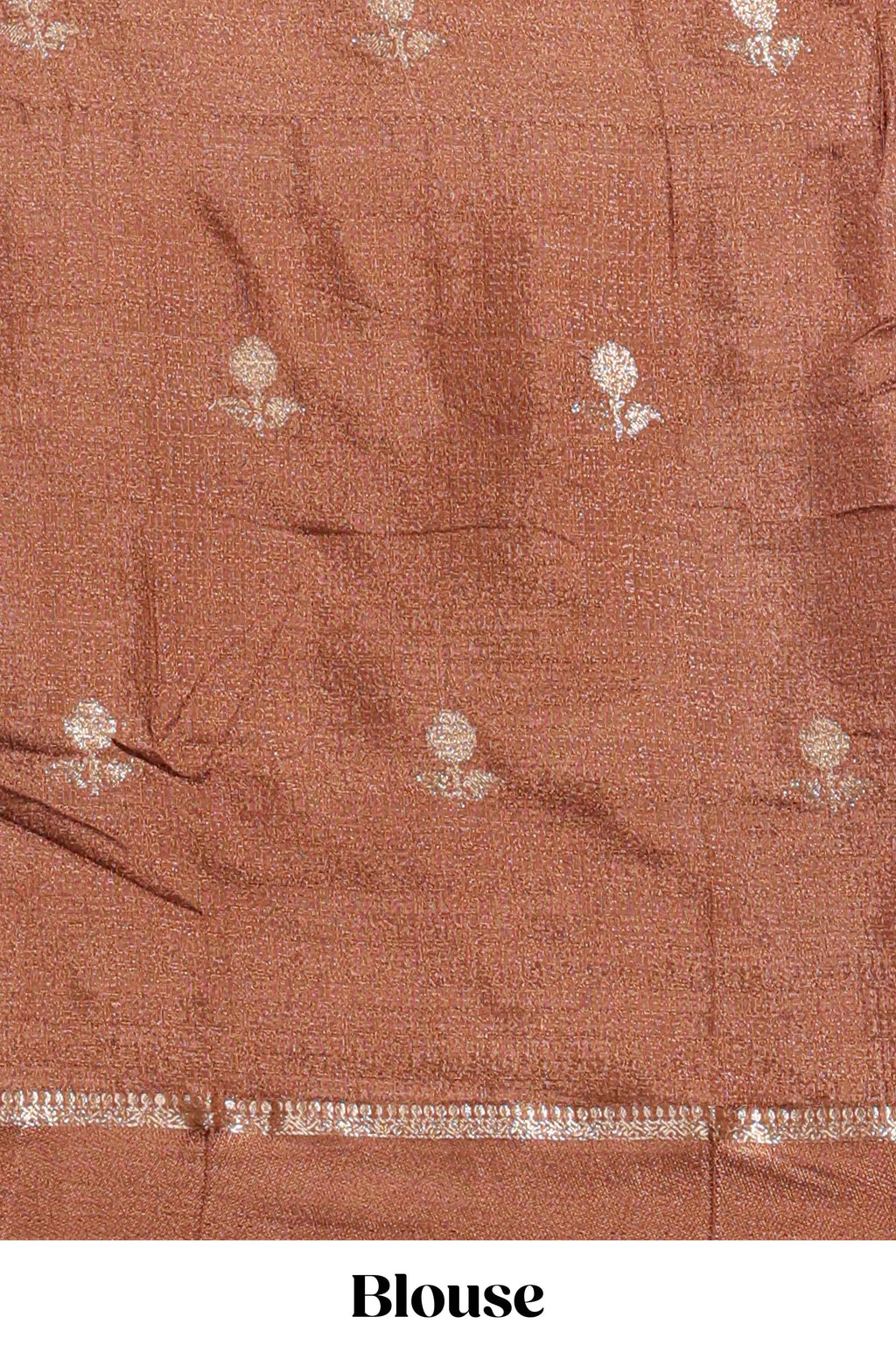 Brown georgette saree all over zari buttas small zari border with self pallu and matching blouse