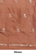 Brown georgette saree all over zari buttas small zari border with self pallu and matching blouse
